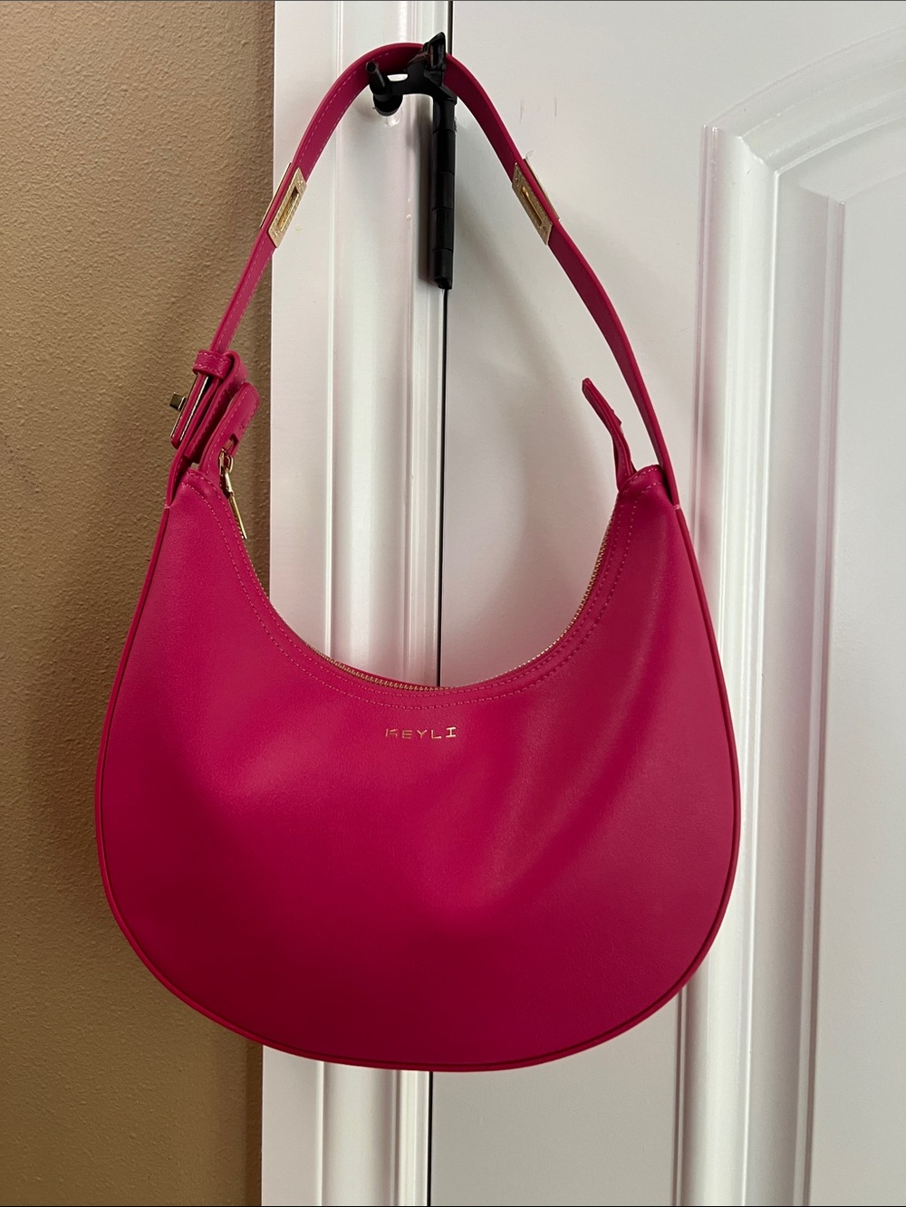 Hot Pink Crescent Shoulder Bag